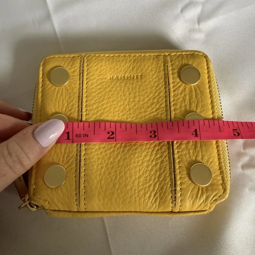 Hammitt Yellow Pebbled Leather 5 North Zip Around Wallet Card Change Holder